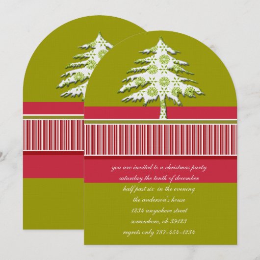 Lime Christmas Tree Noël Fête Invitation (Devant / Derrière)