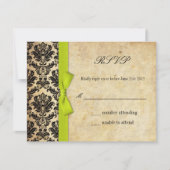 Lime Damask Bow Wedding RSVP (Devant)