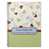Lime en Cocoa Doodled Hearts Notitieboek (Voorkant)