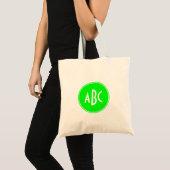 Lime en witte cirkelmonogram tote bag (Voorkant (product))