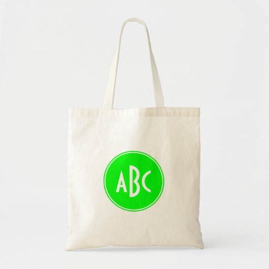 Lime en witte cirkelmonogram tote bag (Voorkant)