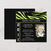 Lime et Black Zebra Imprimer Graduation Invitation (Devant / Derrière)