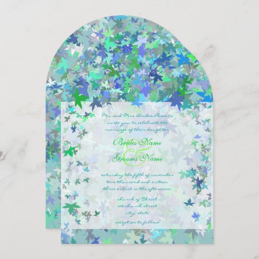 Lime et Leviers Bleues Faire-part de mariage (Devant / Derrière)