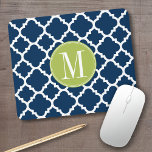 Lime et marine Motif géométrique Monogramme person<br><div class="desc">Un design graphique et audacieux en quatrefoil aux couleurs fraîches et joyeuses. Si vous devez ajuster les monogrammes,  cliquez sur le bouton customiser et apporter des modifications.</div>