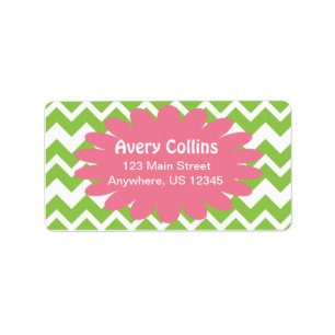 Lime et rose Chevron Zigzag Étiquettes