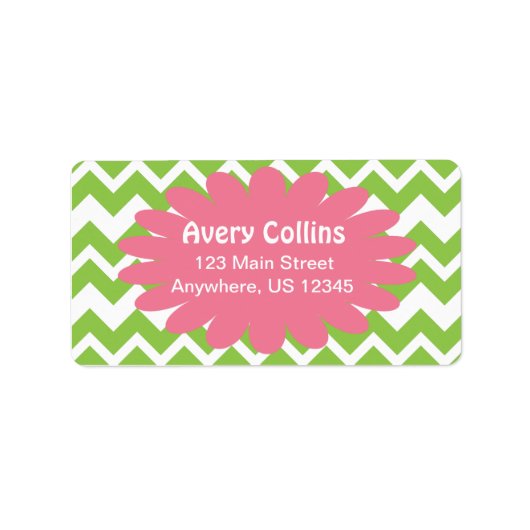 Lime et rose Chevron Zigzag Étiquettes (Devant)