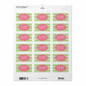 Lime et rose Chevron Zigzag Étiquettes (Feuille entière)