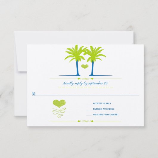 Lime et Royal Blue Beach Typographie Invitation (Devant)