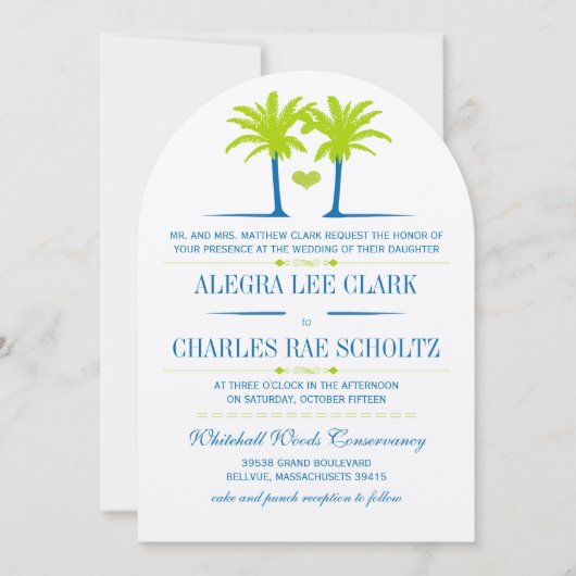 Lime et Royal Blue Beach Typographie Invitation (Devant)