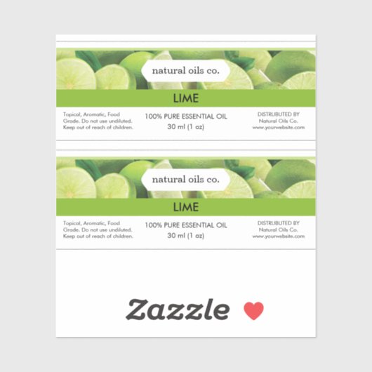 Lime Etherische Oliën Geur Fles Label (Vel)
