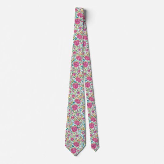 Lime Floral Motif arabe Cravate (Devant)