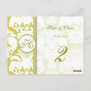 Lime Gold Damask Swils Tableau Numéro Cartes