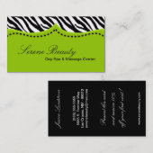 Lime Gree Zebra Imprimer Motif animal Carte de vis (Devant / Derrière)