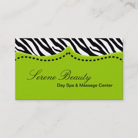 Lime Gree Zebra Imprimer Motif animal Carte de vis (Devant)