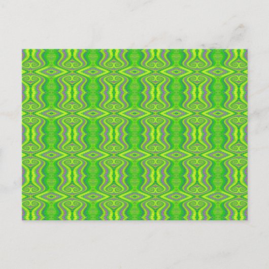Lime Green 60's Retro Fractal Pattern Briefkaart (Voorkant)