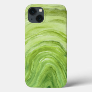 Lime Green Agate II Waterverf Patroon iPhone 13 Hoesje
