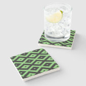 Lime green and black diamond pattern stenen onderzetter (Zijkant)