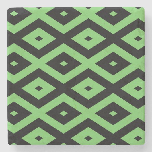 Lime green and black diamond pattern stenen onderzetter (Voorkant)