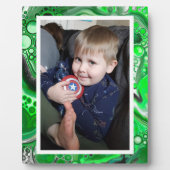 Lime Green and Black Faux Marble Photo Plaque (Devant)