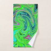 Lime Green and Blue Groovy Abstract Retro Art (Serviette à main)