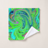 Lime Green and Blue Groovy Abstract Retro Art (Gant de toilette)