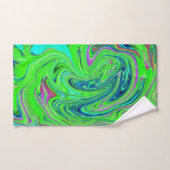 Lime Green and Blue Groovy Abstract Retro Art (Serviette à main)