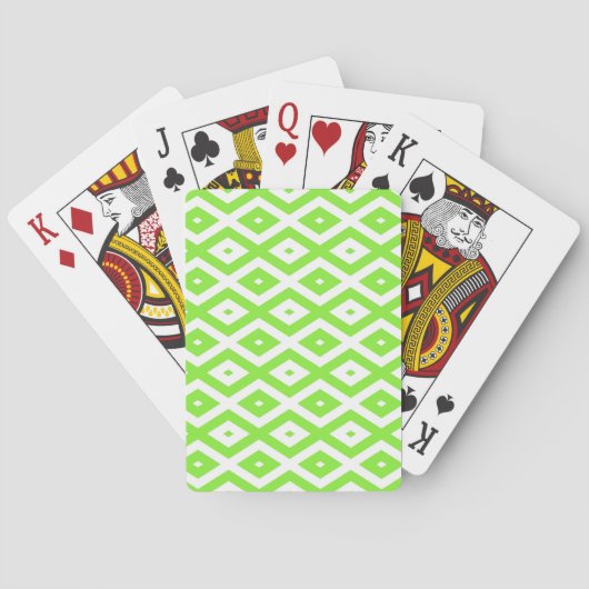 Lime green and white diamond pattern pokerkaarten (Achterkant)