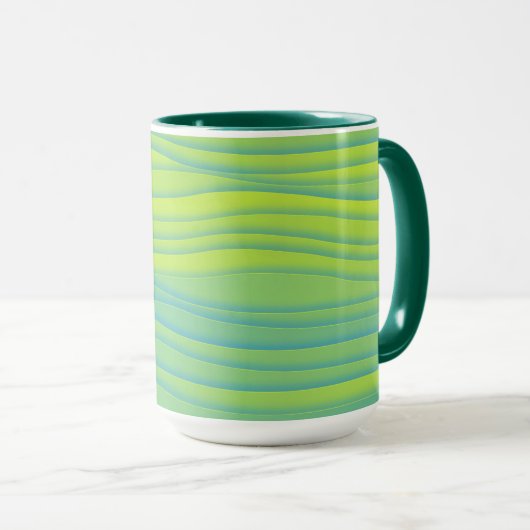 Lime Green Aqua Blue Retro Stripe Mok Cup (Voorkant rechts)