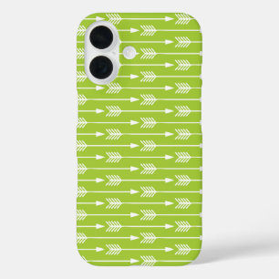 Lime Green Arrows Pattern iPhone 16 Hoesje