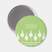 Lime Green Art Deco Floral Magnet Magneet (Voorkant / Achterkant)