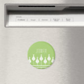 Lime Green Art Deco Floral Magnet Magneet (Insitu (Vaatwasser))