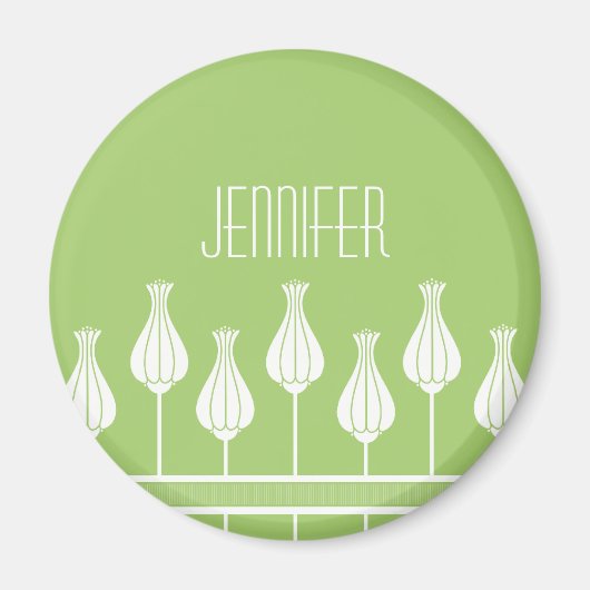 Lime Green Art Deco Floral Magnet Magneet (Voorkant)