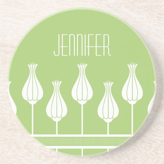 Lime Green Art Deco Floral Onderzetter (Voorkant)