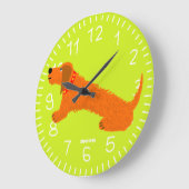 Lime Green Art Horloge : John Dyer Saucisse Chien  (Angle)