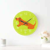 Lime Green Art Horloge : John Dyer Saucisse Chien  (Maison)