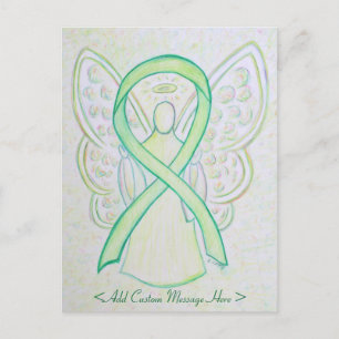 Lime Green Awareness Ribbon Angel Custom Briefkaar Briefkaart