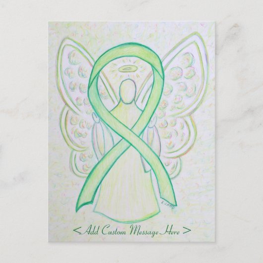 Lime Green Awareness Ribbon Angel Custom Briefkaar Briefkaart (Voorkant)