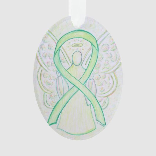 Lime Green Awareness Ribbon Angel Ornement Pendent (devant)