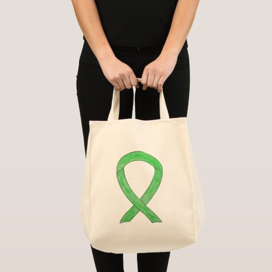 Lime Green Awareness Ribbon Custom Art Canvas tas (Voorkant (product))