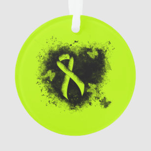 Lime Green Awareness Ribbon Grunge Heart