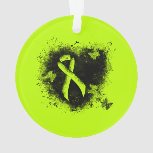 Lime Green Awareness Ribbon Grunge Heart (dos)