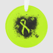 Lime Green Awareness Ribbon Grunge Heart Ornament (voorkant)