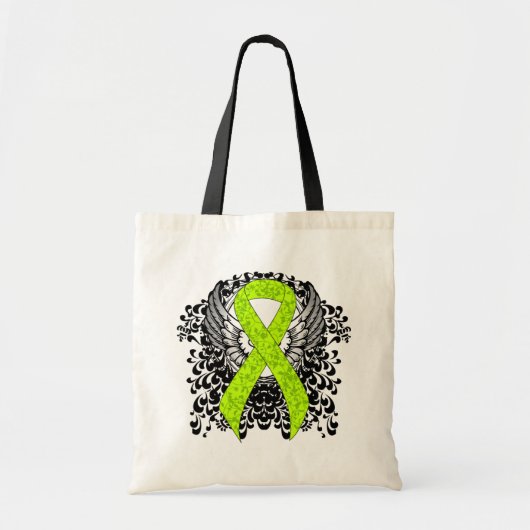 Lime Green Awareness Ribbon with Wings Tote Bag (Voorkant)