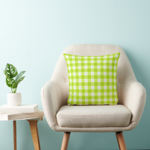 Lime Green Basic Gingham Checkered Pattern Kussen