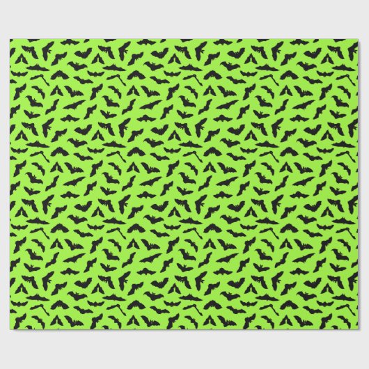 Lime Green Bat Pattern Halloween Cadeaupapier (Vlak)