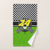 Lime Green, Black and White À damiers Racing 🏎   (Serviette à main)