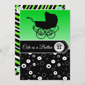 Lime Green & Black Boy Baby Douche Uitnodigingen (Voorkant / Achterkant)
