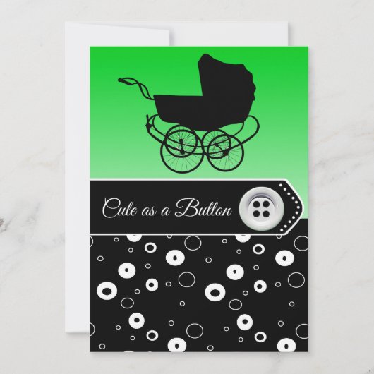Lime Green & Black Boy Baby Shower Invitations (Devant)