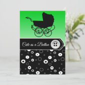 Lime Green & Black Boy Baby Shower Invitations (Debout devant)