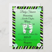 Lime Green & Black Boy Baby Shower Invitations (Dos)